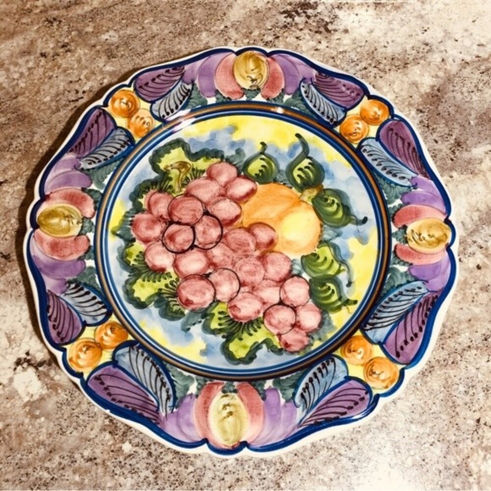 Vintage Skyros Designs Hand Painted Signed 12" Ceramic Decorative Plate - Picture 4 of 10